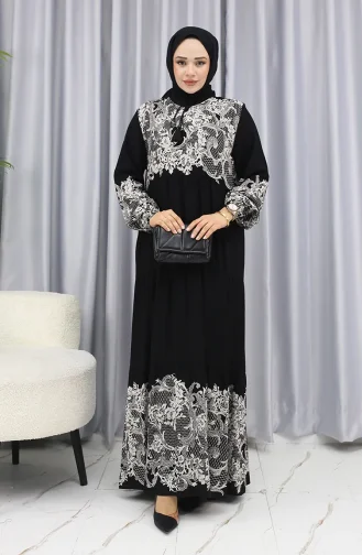 Robe à Motifs D`eau 4082-02 Noir Et Blanc 4082-02