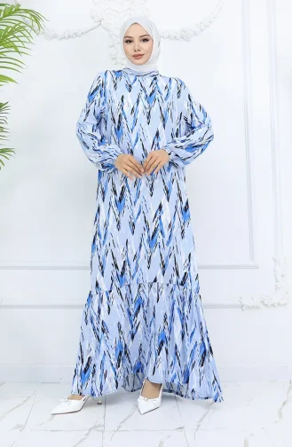 Viscose Fabric Elastic Sleeve Patterned Dress 2017-01 Saks 2017-01