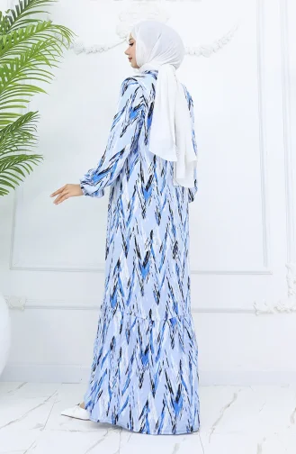 Viscose Fabric Elastic Sleeve Patterned Dress 2017-01 Saks 2017-01