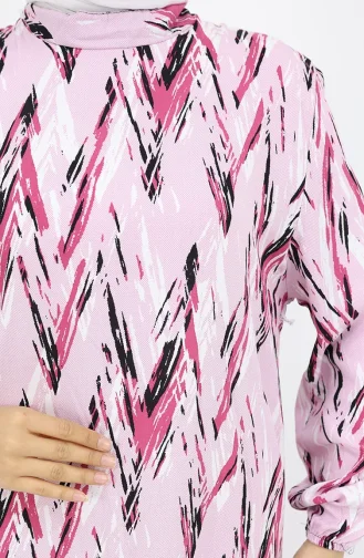 Viscose Fabric Elastic Sleeve Patterned Dress 2017-03 Dusty Rose 2017-03