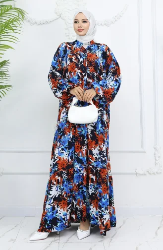 Alaçatı Patroon Geknoopte Jurk 2021-01 Saks Tile 2021-01