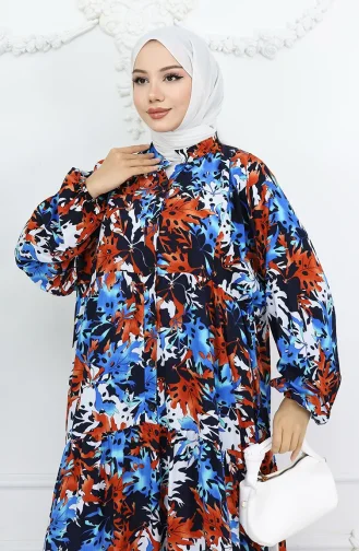 Alaçatı Patroon Geknoopte Jurk 2021-01 Saks Tile 2021-01