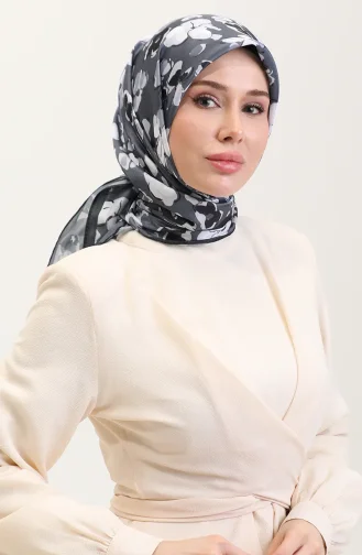 Desenli Kristal Eşarp 70288-07 Gri