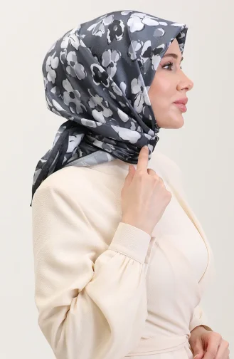 Desenli Kristal Eşarp 70288-07 Gri