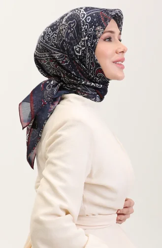 Kehribar Eşarp 70290-02 Lacivert Bordo