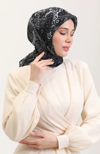 Kehribar Eşarp 70290-11 Siyah Gri