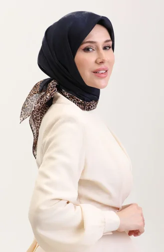 Etnik Kehribar Eşarp 70292-01 Lacivert