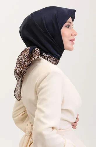 Etnik Kehribar Eşarp 70292-01 Lacivert