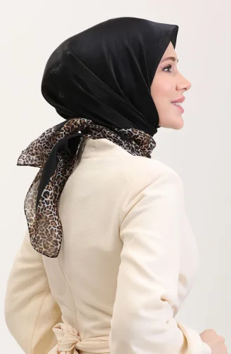 Etnik Kehribar Eşarp 70292-03 Siyah Gold