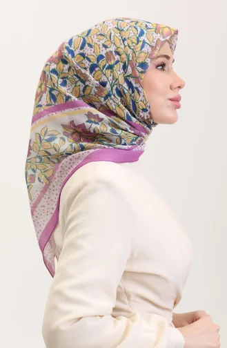 Desenli Pamuk Eşarp 2075-01 Pembe Sarı