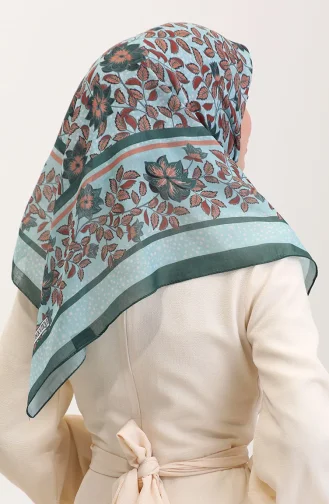 Desenli Pamuk Eşarp 2075-09 Zümrüt Yeşili Mint Yeşili