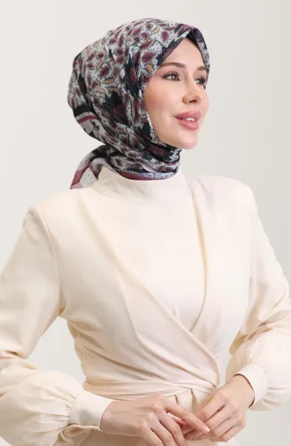 Écharpe En Coton à Motifs 2075-12 Rose Poudré Noir 2075-12