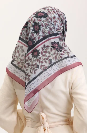 Écharpe En Coton à Motifs 2075-12 Rose Poudré Noir 2075-12