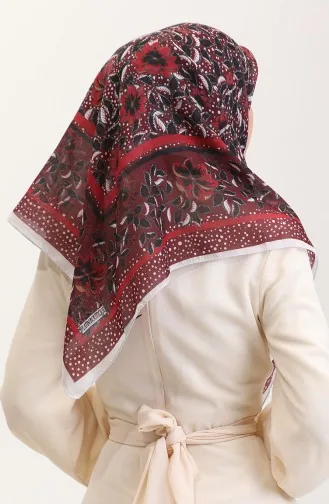Patterned Cotton Scarf 2075-13 Black Burgundy 2075-13