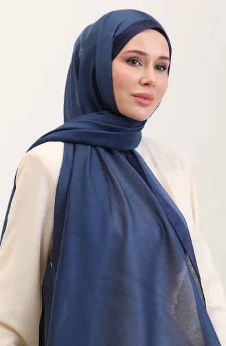 Kehribar Lüks Şal 70274-01 Petrol Lacivert
