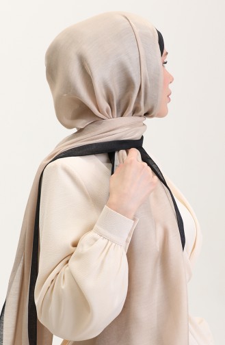 Kehribar Lüks Şal 70274-02 Bej Siyah