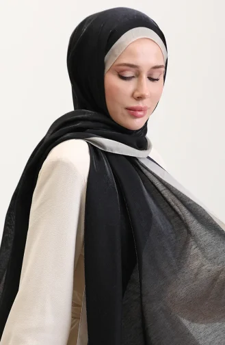 Kehribar Lüks Şal 70274-05 Siyah Bej