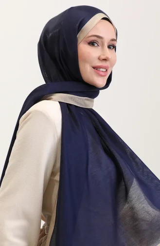 Amber Luxury Shawl 70274-11 Navy Blue Beige 70274-11