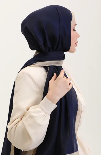 Amber Luxury Shawl 70274-11 Navy Blue Beige 70274-11