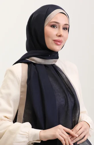 Amber Luxury Shawl 70274-13 Dark Navy Blue Beige 70274-13