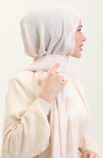 Châle En Lin à Motifs Géométriques 70285-01 Saumon Clair 70285-01