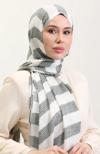 Châle En Lin à Motifs Géométriques 70285-03 Vert émeraude 70285-03