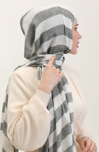 Châle En Lin à Motifs Géométriques 70285-03 Vert émeraude 70285-03