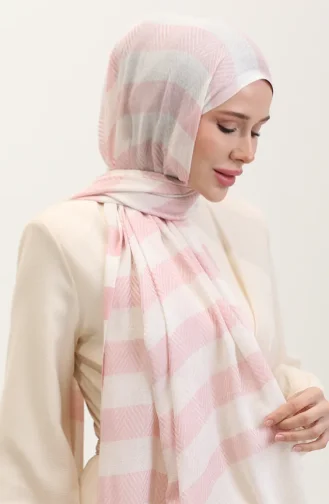 Châle En Lin à Motifs Géométriques 70285-06 Rose 70285-06