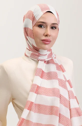 Geometrik Desenli Keten Şal 70285-08 Kiremit