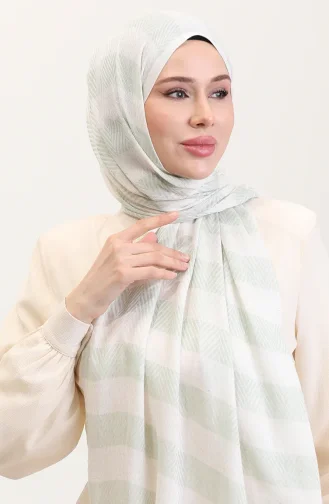 Châle En Lin à Motifs Géométriques 70285-09 Vert Menthe 70285-09