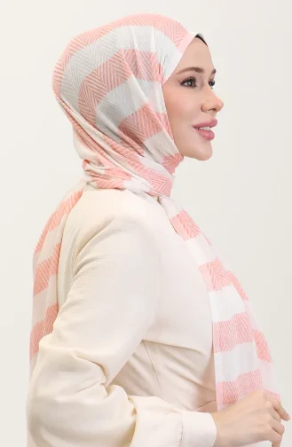 Châle En Lin à Motifs Géométriques 70285-10 Saumon 70285-10