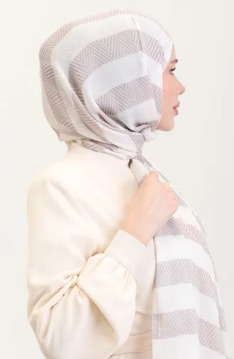 Geometric Patterned Linen Shawl 70285-11 Brown 70285-11