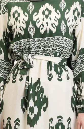 Gedessineerde Viscosejurk 0006-05 Smaragdbeige 0006-05