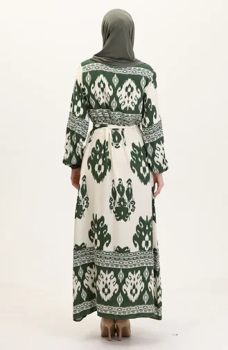 Gedessineerde Viscosejurk 0006-05 Smaragdbeige 0006-05