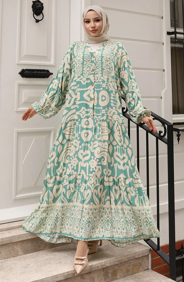 Green Almond Hijab Dress 0042-03