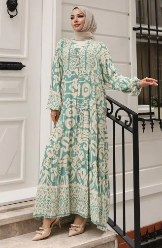 Green Almond Hijab Dress 0042-03