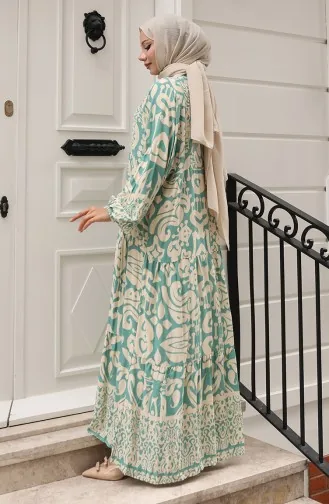 Green Almond Hijab Dress 0042-03