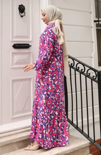 Robe à Motifs En Tissu Viscose à Manches élastiques 2016-05 Fuchsia 2016-05