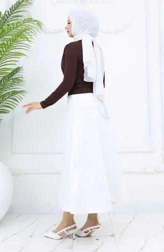 بلوزة بياقة مدورة 71264-02 بنية 71264-02