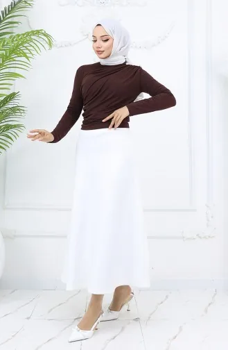 Chemisier à Col Roulé Et Boutons Détaillés 71267-03 Marron 71267-03