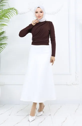 Chemisier à Col Roulé Et Boutons Détaillés 71267-03 Marron 71267-03