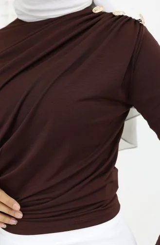 Chemisier à Col Roulé Et Boutons Détaillés 71267-03 Marron 71267-03