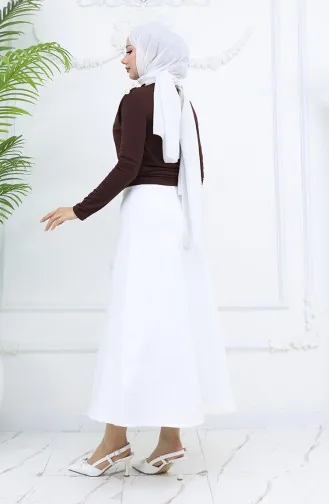 Chemisier à Col Roulé Et Boutons Détaillés 71267-03 Marron 71267-03