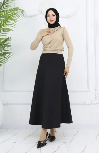 Rollkragen Bluse Mit Knöpfen 71267-05 Beige 71267-05