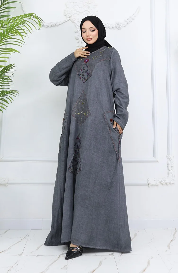Gray Hijab Dress 2027-01 | Sefamerve