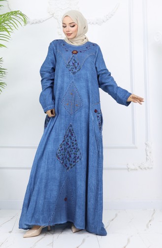 Eisblau Hijab Kleider 2027-06