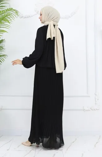 Plissee Multi Chiffon Kleid 2044-01 Schwarz 2044-01