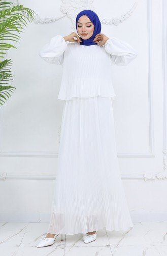 Ecru Hijab Dress 2044-02