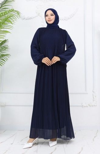 Navy Blue Hijab Dress 2044-03