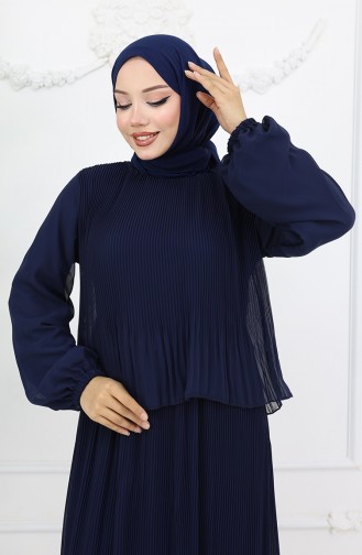 Navy Blue Hijab Dress 2044-03
